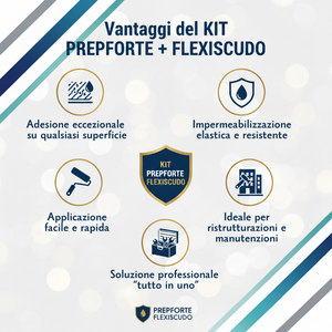 Soluzione professionale impermeabilizzante prepforte + flexiscudo per protezione superfici *** formato 5 kg + 1 l (si...
