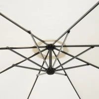 Ombrellone da Giardino a Braccio 3x2.5 m con Manovella e 8 Strisce LED a Energia Solare, Crema