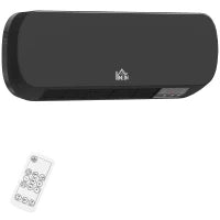 Termoventilatore Elettrico a Parete 1000W/2000W con Display LED e Telecomando 45x18,6x11,5 cm Nero