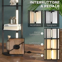 Lampada da Terra a Colonna in MDF con 4 Ripiani e Illuminazione a LED da 3000K, 41x29.5x163.5 cm, Nero