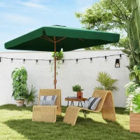 Ombrellone da Giardino 2x3 m con Apertura a Manovella, Inclinabile e Anti UV 50+, Verde