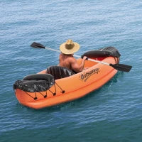 Canoa Gonfiabile 2 Posti in PVC con 2 Remi in Alluminio e Accessori, Arancione