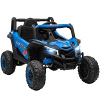 Auto Elettrica per Bambini UTV 12V con 2 Motori Telecomando 2,4G Velocità fino a 7 km/h Sistema di Sospensione Blu