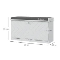 Panca Scarpiera Salvaspazio con Cuscino e Cassetto Ribaltabile per 8 Paia di Scarpe, Bianco