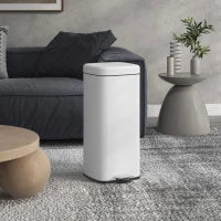 Bidone della spazzatura da cucina 30L con coperchio a chiusura morbida e pedale, secchio interno removibile, 28L x 35l x 63,5H cm, bianco