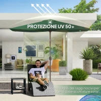 Telo di Ricambio per Ombrellone Rettangolare 3x2 m a 6 Stecche, Poliestere Anti UV 50+, Verde