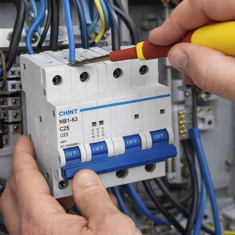 Interruttore magnetotermico 4p 6ka curva c chint serie nb1-63 da quadro din *** ampere 25 ampere, confezione 1