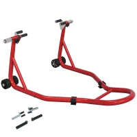 Supporto per Moto, Cavalletto Anteriore per Moto con Bracci Oscillanti ad U e a L, Supporto Universale per Officina, Rosso