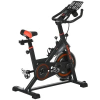 Cyclette da Casa con Volano da 8 kg e Schermo LCD, in Acciaio e ABS, 103x53x100-114 cm, Rosso e Nero