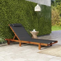 Lettino Prendisole con Schienale Regolabile su 4 Posizioni Ruote e Poggiatesta, Nero