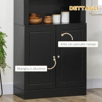 Credenza Cucina in Legno con Ripiani e Armadietto 2 Ante con Mensole Regolabili, 74.6x35.5x182.5cm