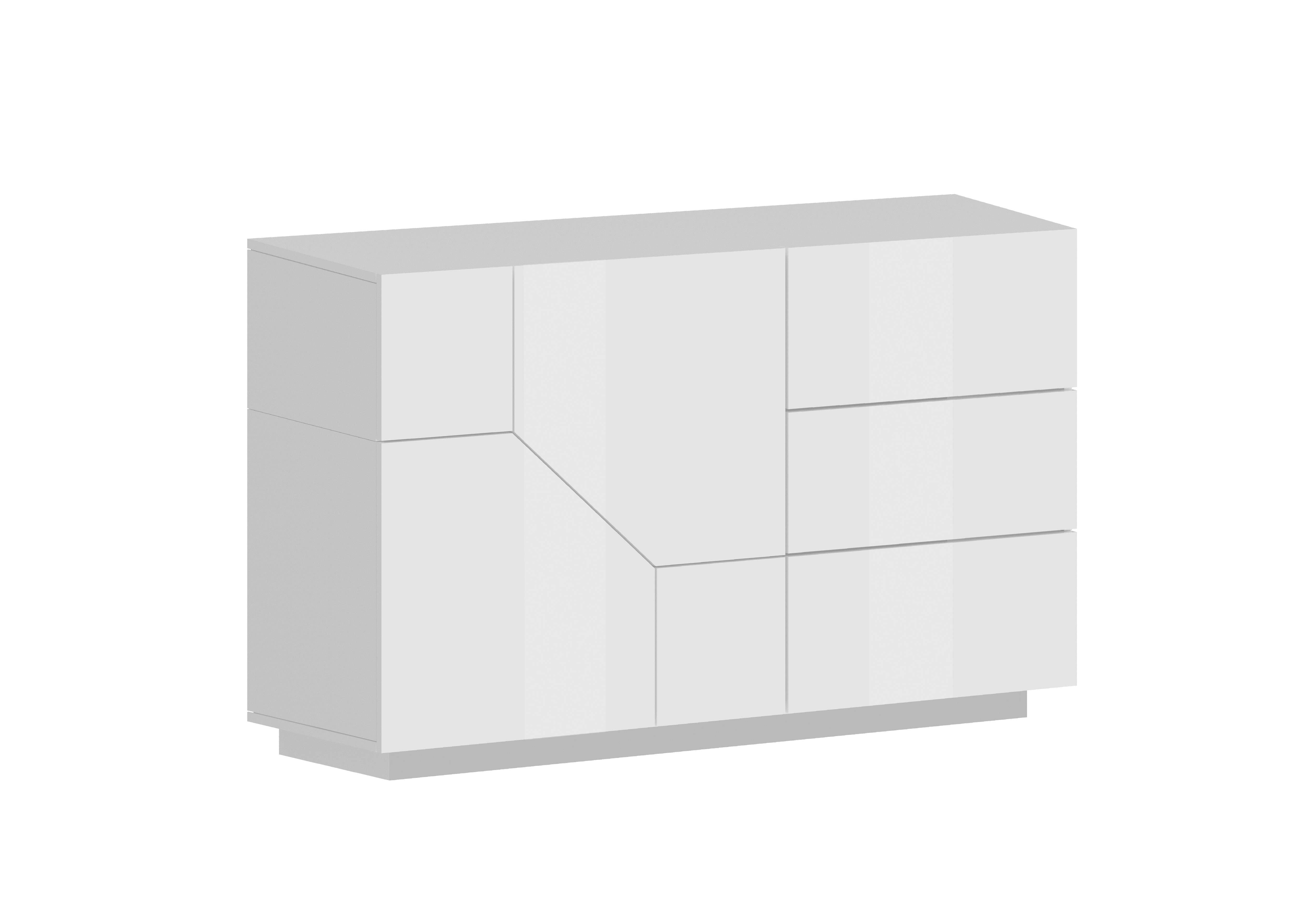 Credenza madia bianca 140x43cm soggiorno cucina 2 ante 3 cassetti Mira