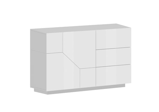 Credenza madia bianca 140x43cm soggiorno cucina 2 ante 3 cassetti Mira