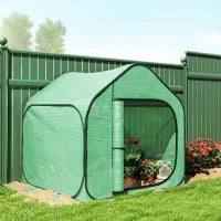 Serra a Casetta Pieghevole con Ingresso a Cerniera, in Acciaio e PE, 150x148x148 cm, Verde