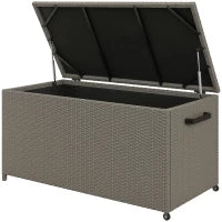 Baule da Esterno da 184L in Rattan PE con Ruote e Rivestimento Interno Impermeabile, 102x52x52 cm, Grigio
