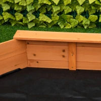 Sabbiera per Bambini in Legno con Sedili e Copertura, Età 3-8 Anni, 139.5x139.5x21.5cm