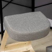 Sedia Inginocchiatoio Ergonomica in Legno di Betulla con Cuscino, 51x69x58 cm, Grigia