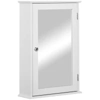 kleankin Mobiletto Bagno Pensile con Specchio e Anta a Chiusura Magnetica, 41x14x60cm - Bianco