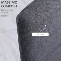 Set 4 Sedie Imbottite per Soggiorno o Sala da Pranzo, Sedie da Cucina Moderne, in Metallo e Tessuto Grigio