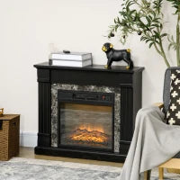 Camino Elettrico da Incasso a Terra con Timer, Fiamma e Temperatura Regolabile, 80x21.6x67.8 cm, Nero