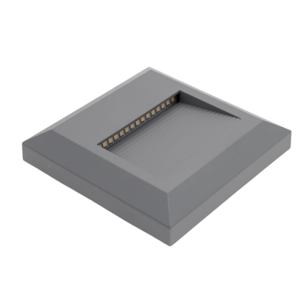 Proiettore led per scale quadrato corpo grigio ip65 2 watt luce neutra 4000k
