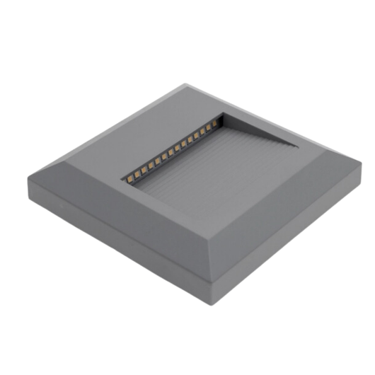 Proiettore led per scale quadrato corpo grigio ip65 2 watt luce neutra 4000k