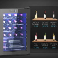 Cantinetta Vino Refrigerata per 20 Bottiglie, Capacità 53L, Porta in Vetro Anti-UV e Ripiani Regolabili, Nero