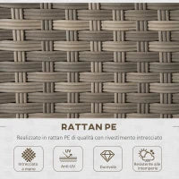 Set Salotto da Giardino in Rattan PE con Divano 3 Posti, 2 Poltrone, 2 Sgabelli e Tavolo, Grigio