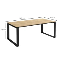 Tavolo da Giardino Rettangolare in Alluminio con Piano a Doghe per 6-8 Persone, 180x90x74cm, Quercia