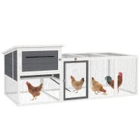 Pollaio per Galline con Casetta, Nido per Cova e Area Esterna, 214x101x 91.5cm, Grigio