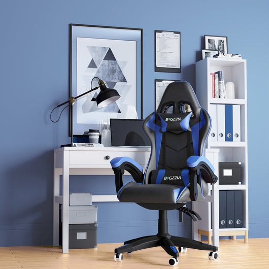 Sedia gaming ergonomica - RATTANTREE - con Supporto Lombare Sedia da Gioco in Pelle Pu con Altezza Regolabile - Bleu