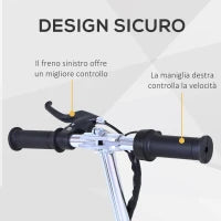 Monopattino Elettrico Pieghevole con Sella, 2 Ruote e Manubrio Regolabile, Bambini 7-12 Anni, 75x37x98cm, Rosa