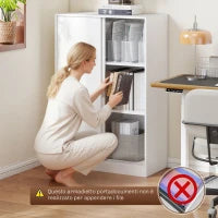 Armadietto da Ufficio a 3 Ripiani con 2 Chiavi di Sicurezza, in Truciolato, 80x40x120 cm, Bianco