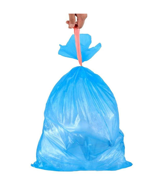 7x Rotoli Sacchetti Buste Spazzatura 40lt 55x65 Chiusura Laccetto Azzurro 105pz         