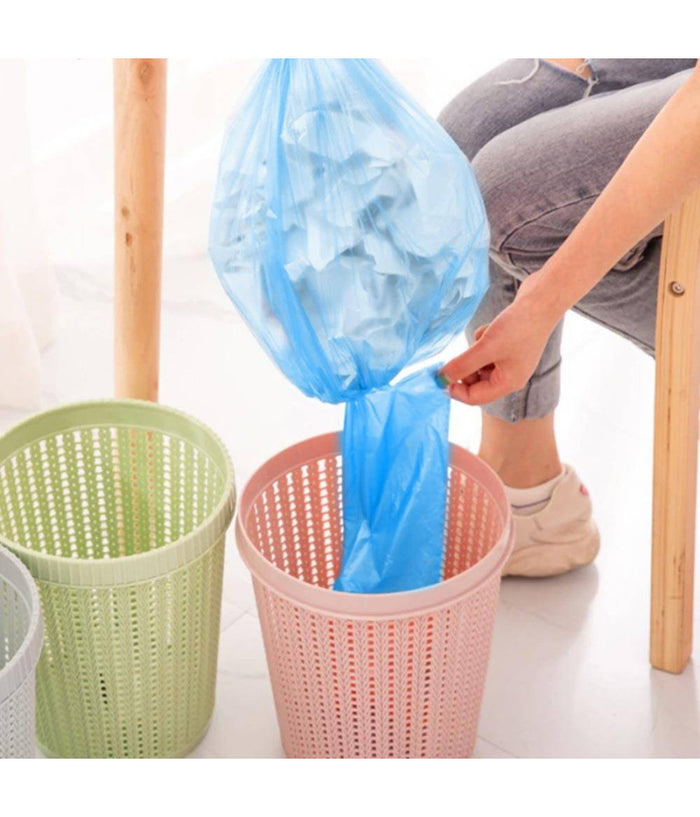 7x Rotoli Sacchetti Buste Spazzatura 40lt 55x65 Chiusura Laccetto Azzurro 105pz         