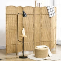 Separatore di ambienti 6 pezzi, Schermo Protettivo Pieghevole, Divisorio per Soggiorno, Camera da Letto, Ufficio a Casa, Legno Naturale