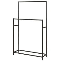 Portasciugamani da Terra a 2 Bracci Autoportante in Metallo, 66x20x110 cm, Nero