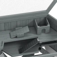 Gabbia per Criceti, 3 Piani, Vassoio Removibile, Legno e Metallo, 115x60x55 cm, Grigio