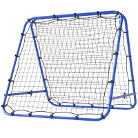 Rete da Calcio Rebounder Pieghevole con Angolo Regolabile e Picchetti, 100x95x90 cm, Blu