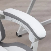 Sedia gaming sedia da gaming ergonomica con schienale reclinabile a 135° e supporto lombare, 65 x 65 x 121-129 cm bianco