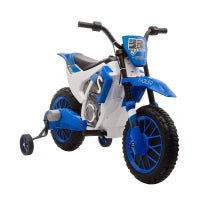 Moto da Cross Elettrica per Bambini da 3-5 Anni, Moto Elettrica per Bambini con Batteria 12V Ricaricabile e Rotelline Rimovibili, 106.5x51.5x68cm, Blu