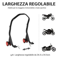 DURHAND Cavalletto Alzamoto Posteriore Universale e Regolabile Cavalletto Spostamoto per Moto Sportive Fino 200kg Nero