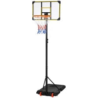 Canestro Basket per Adulti, Altezza Regolabile 2.1-2.4 m, Ruote e Base Riempibile, Giallo
