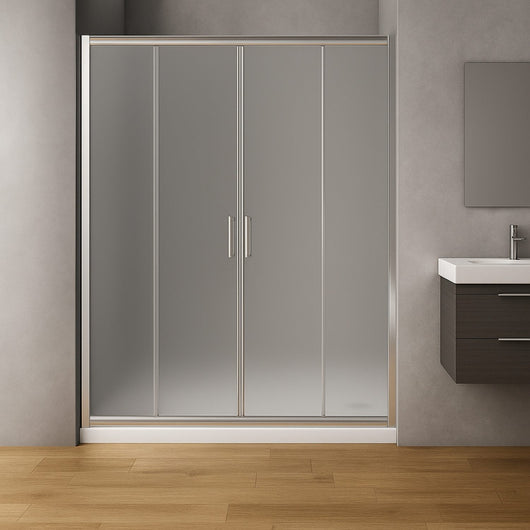 Porta doccia scorrevole slide4 per nicchia quattro ante cristallo stampato *** misure 130-136 x h190 cm stampato, con...