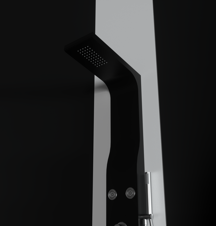 Pannello doccia idromassaggio in ABS verniciato a polvere finitura nero opaco