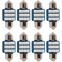 8 Pezzi Lampada Led Siluro 31mm Canbus T11 SV8.5 C5W C10W 21 SMD 3014 12V 1W 160lm Luce Colore Blu