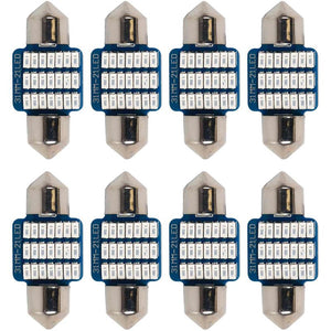 8 Pezzi Lampada Led Siluro 31mm Canbus T11 SV8.5 C5W C10W 21 SMD 3014 12V 1W 160lm Luce Colore Blu