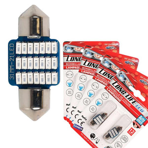 8 Pezzi Lampada Led Siluro 31mm Canbus T11 SV8.5 C5W C10W 21 SMD 3014 12V 1W 160lm Luce Colore Blu