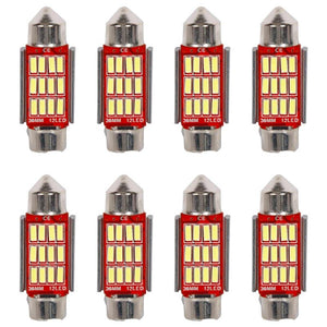 8 Pezzi Lampada Led Siluro 36mm Canbus T11 SV8.5 C5W C10W 12 SMD 4014 12V 1.8W 180lm Bianco Freddo 6500K