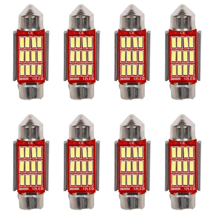 8 Pezzi Lampada Led Siluro 36mm Canbus T11 SV8.5 C5W C10W 12 SMD 4014 12V 1.8W 180lm Bianco Freddo 6500K